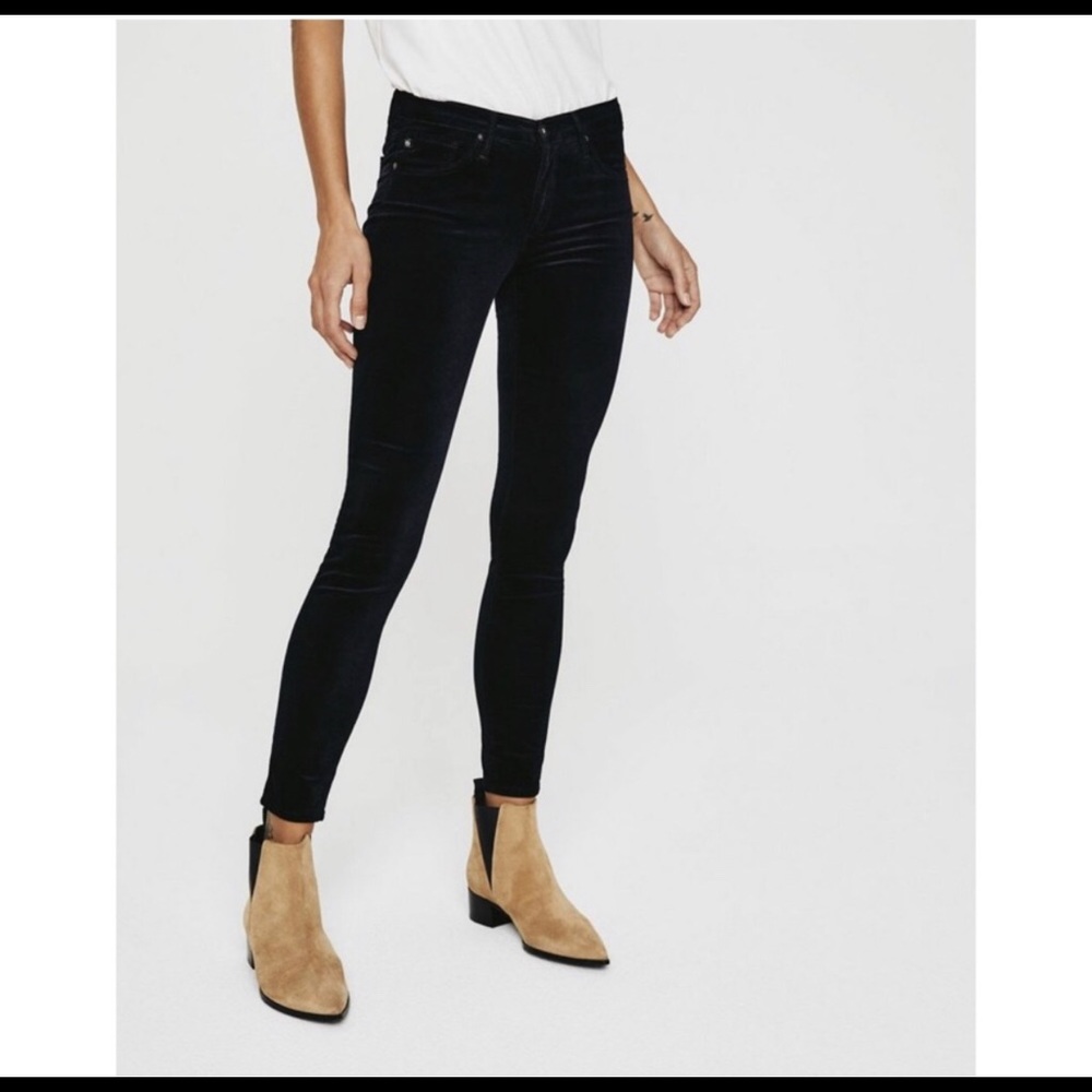 AG “The Legging” super skinny black velvet jean